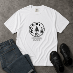 Moon Phases Pine Tree T-Shirt | Lunar Nature Graphic Tee