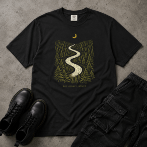 Forest Moon River T-Shirt — Scenic Nighttime Nature Tee