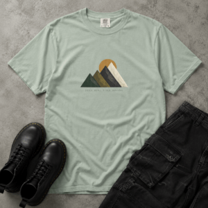 Mountain Sunrise T-Shirt — Minimal Geometric Nature Graphic Tee